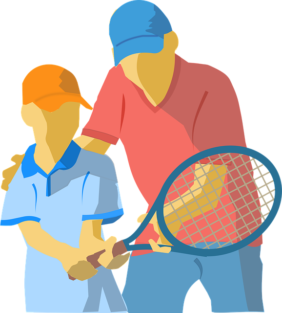 A tennis coach with a student